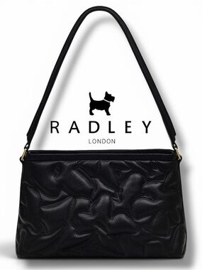 RADLEY LONDON Floral Street Medium Black Textured Leather Shoulder Bag